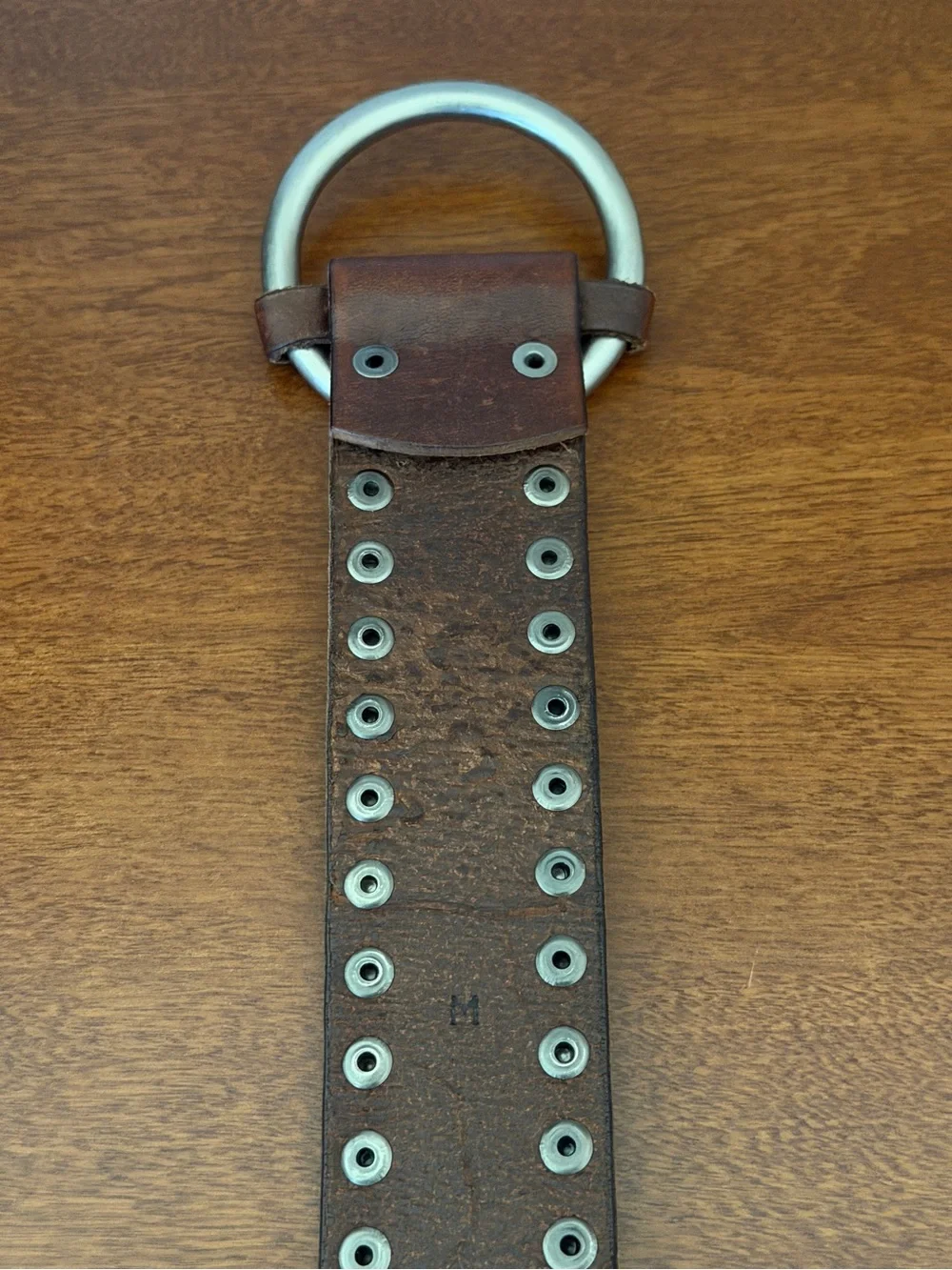 J. Crew Brown Leather Belt with Silver Studs & Round-Buckle
